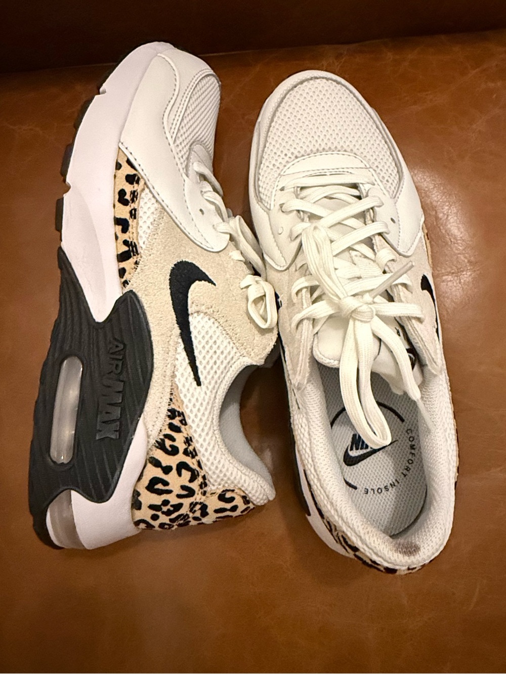 Nike Women’s Cream and Leopard Print Air Max Sneakers